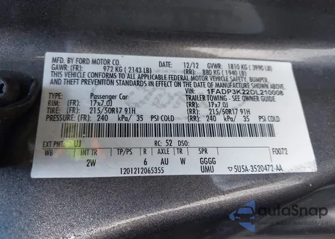 2013 Ford Focus Se z USA, uszkodzony, nr VIN 1FADP3K22DL210008